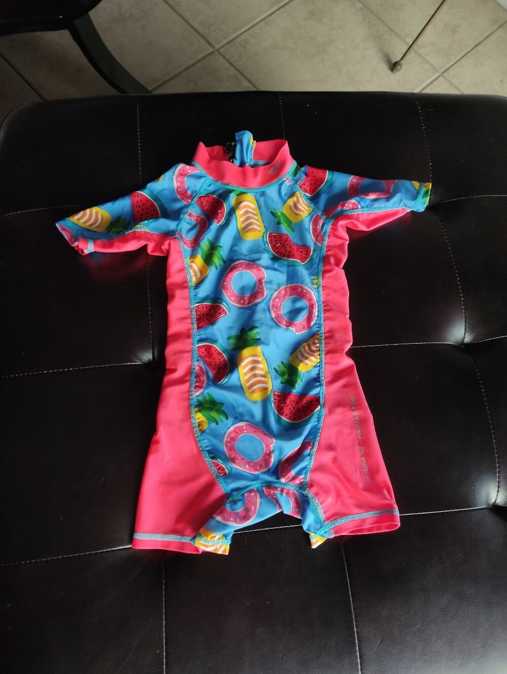 Banana Boat Kids Pink & Blue Fruit-Print UV Swim Suit Size 2T
